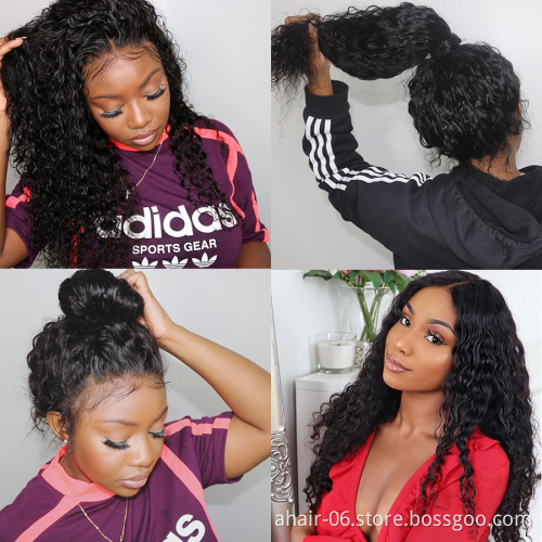 Hot selling free part human hair deep wave wigs